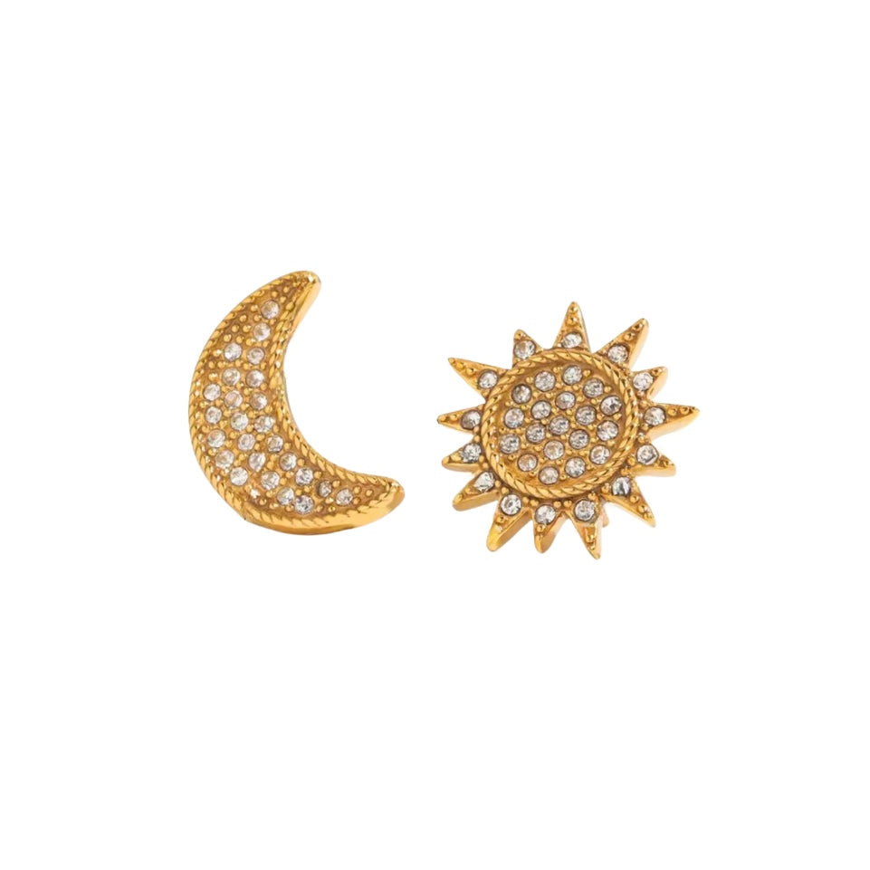 Sun&moon stud earrings
