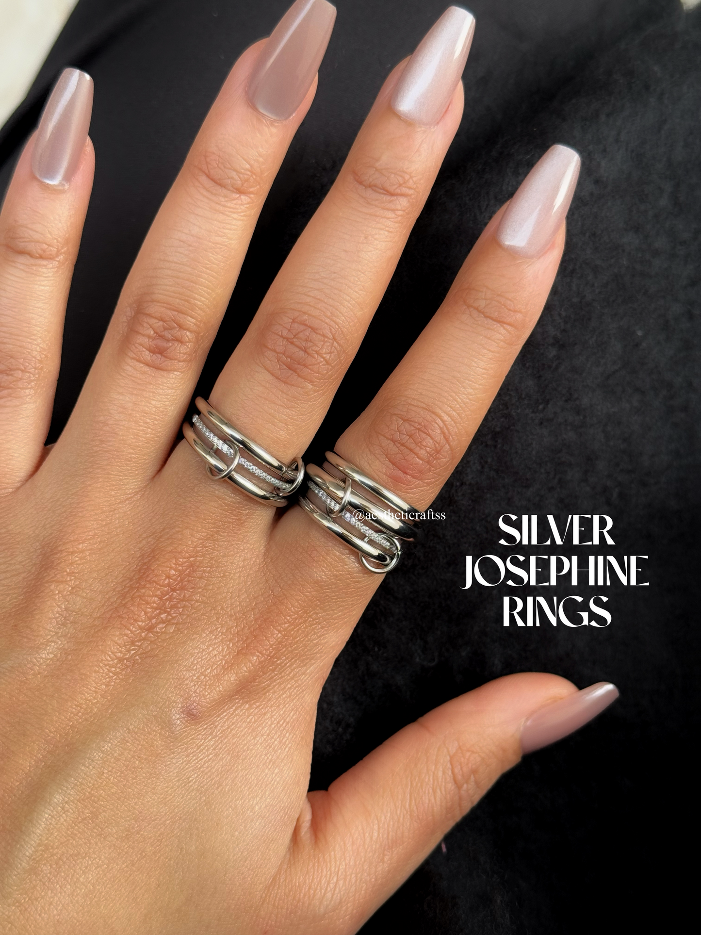 Silver Josephine trio ring