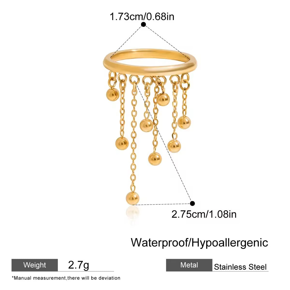 Golden fringe fall ring