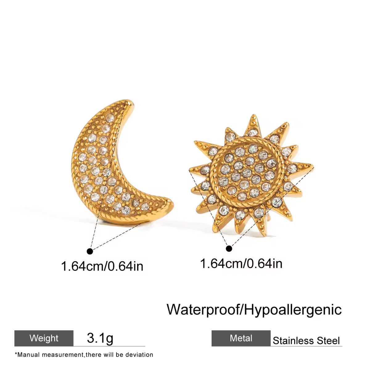 Sun&moon stud earrings