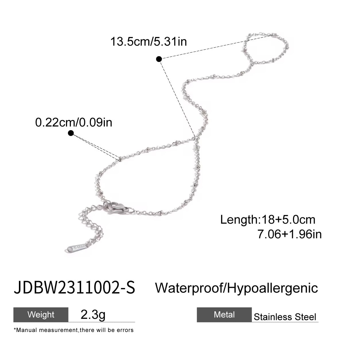 Silver bead handchain