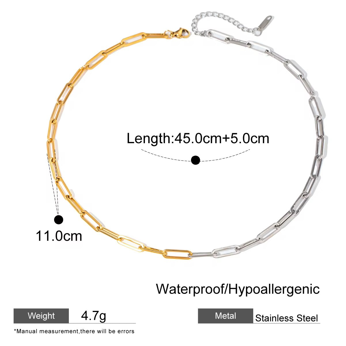 Two tone paper clip chain