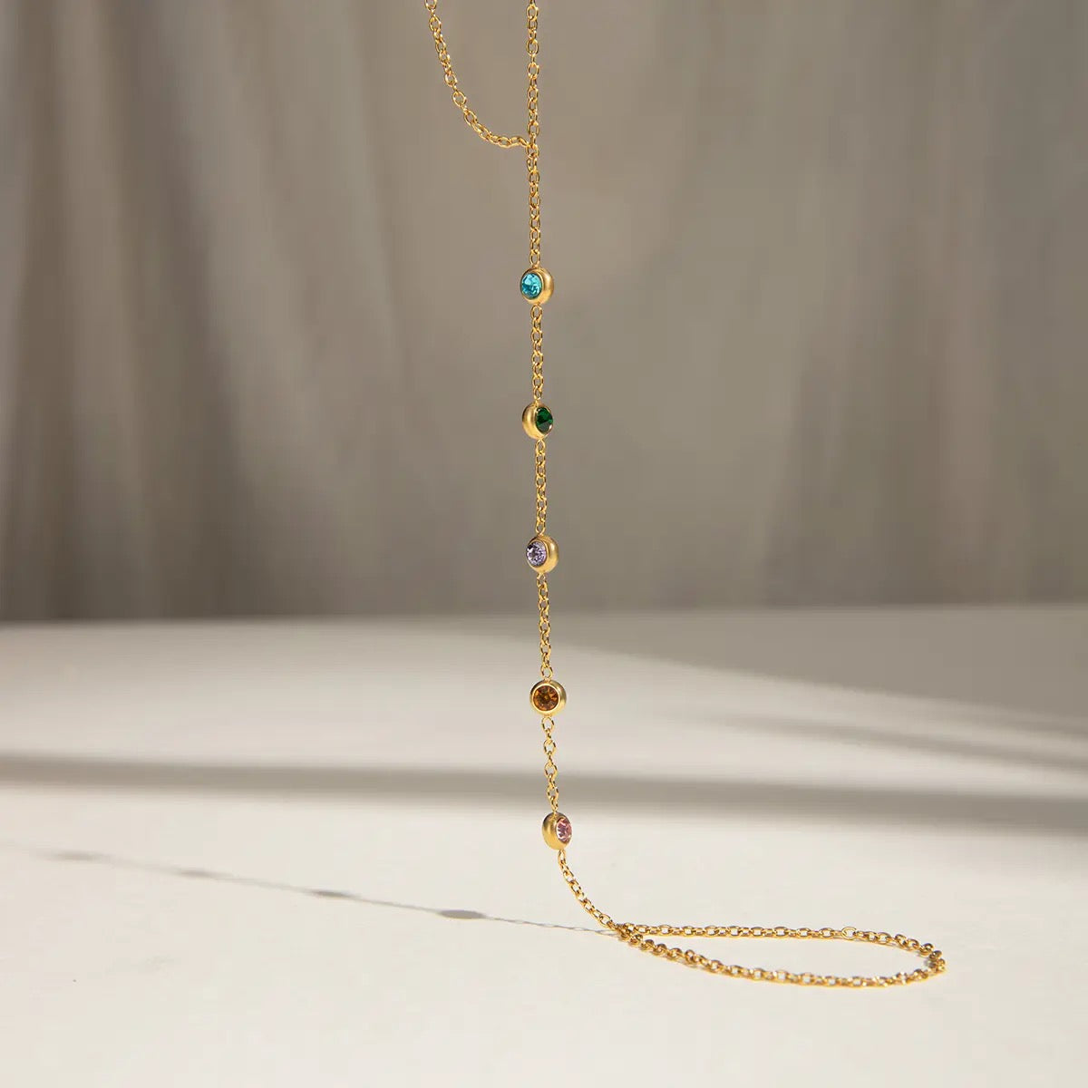 Rainbow gem hand chain