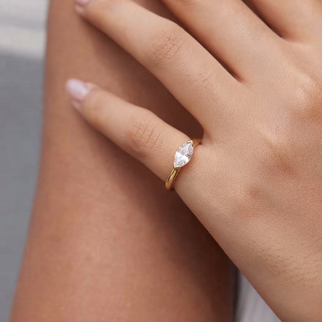 Marquise pinky ring