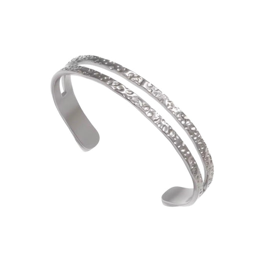 Silver double grain bangle