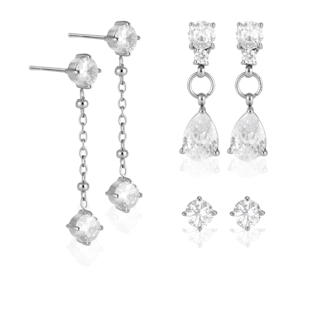 Elysia Linear Drop set in silver