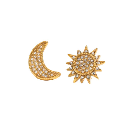 Sun&moon stud earrings