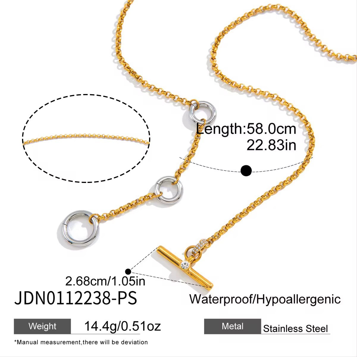 Three ring chain necklace