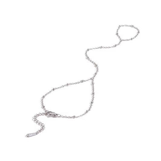 Silver bead handchain