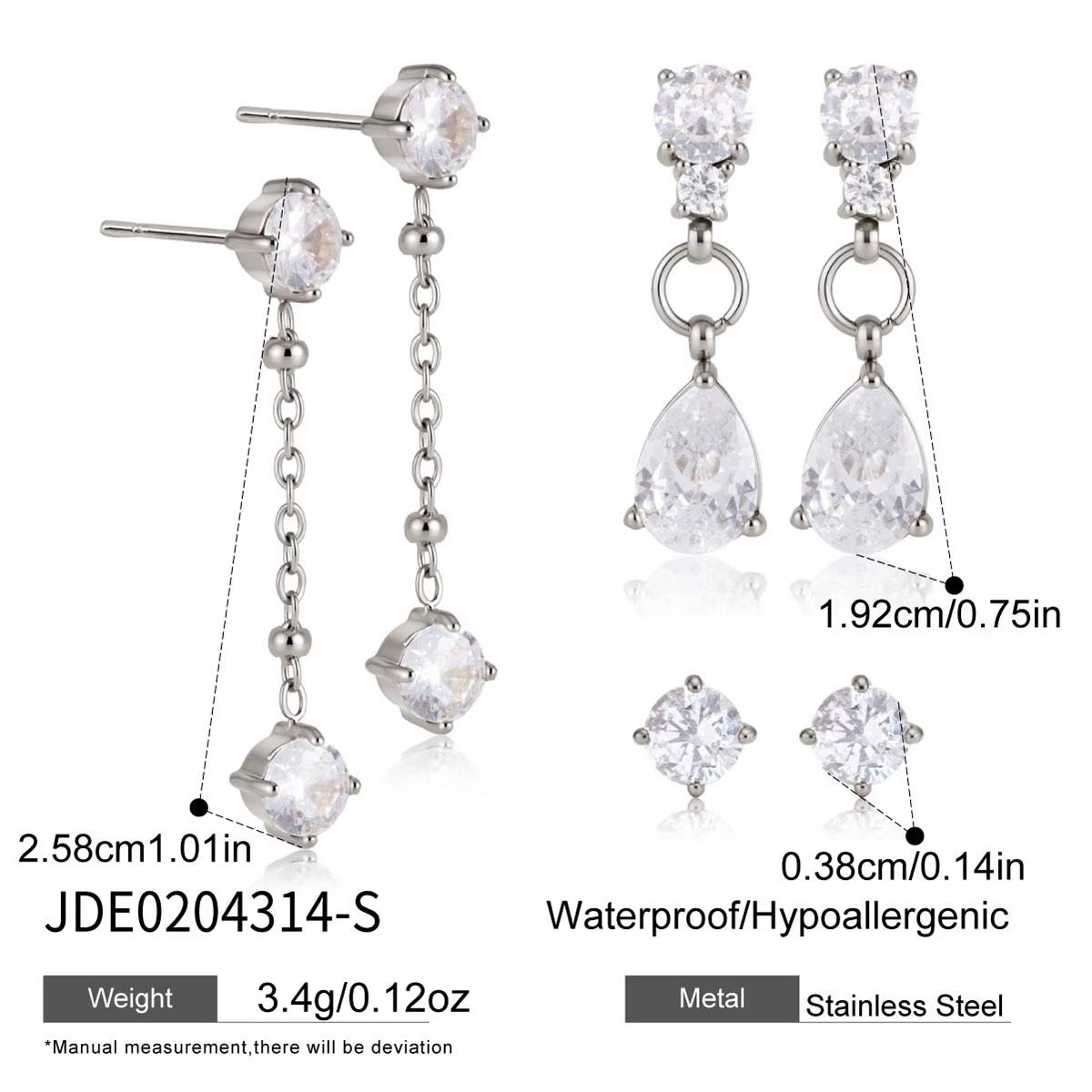 Elysia Linear Drop set in silver