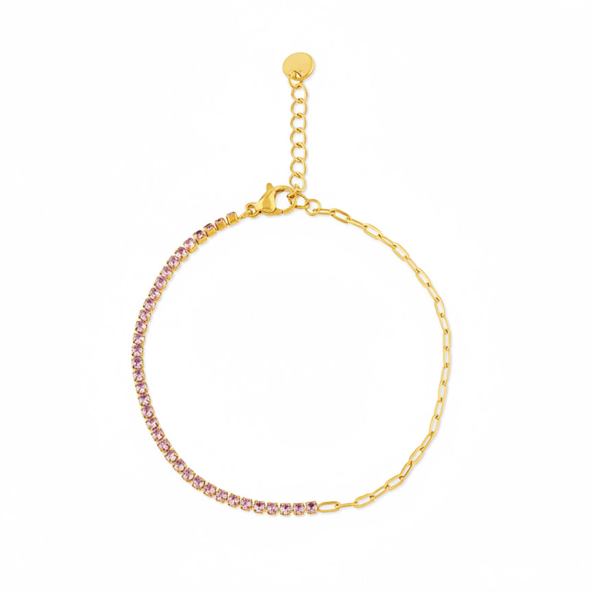Pink tennis paperclip bracelet