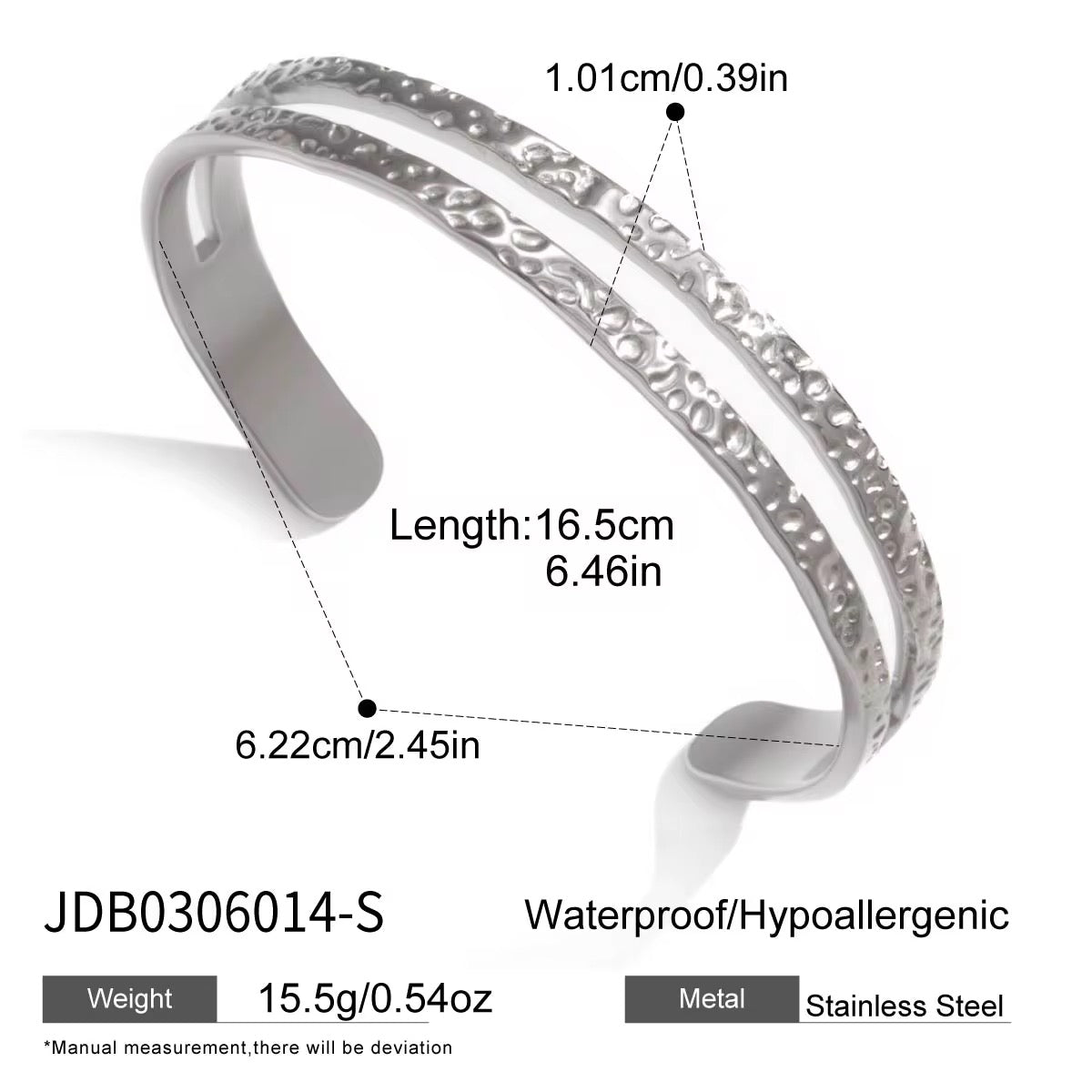 Silver double grain bangle
